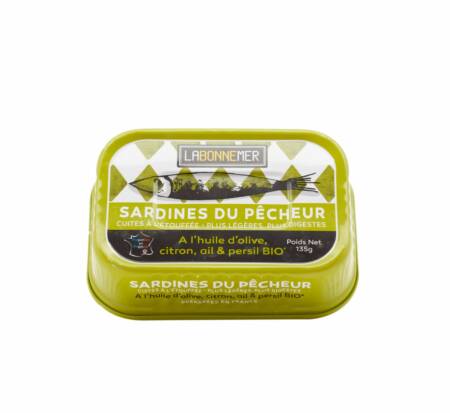 Sardines du pêcheur a l'huile d'olive, citron, ail & persil BIO